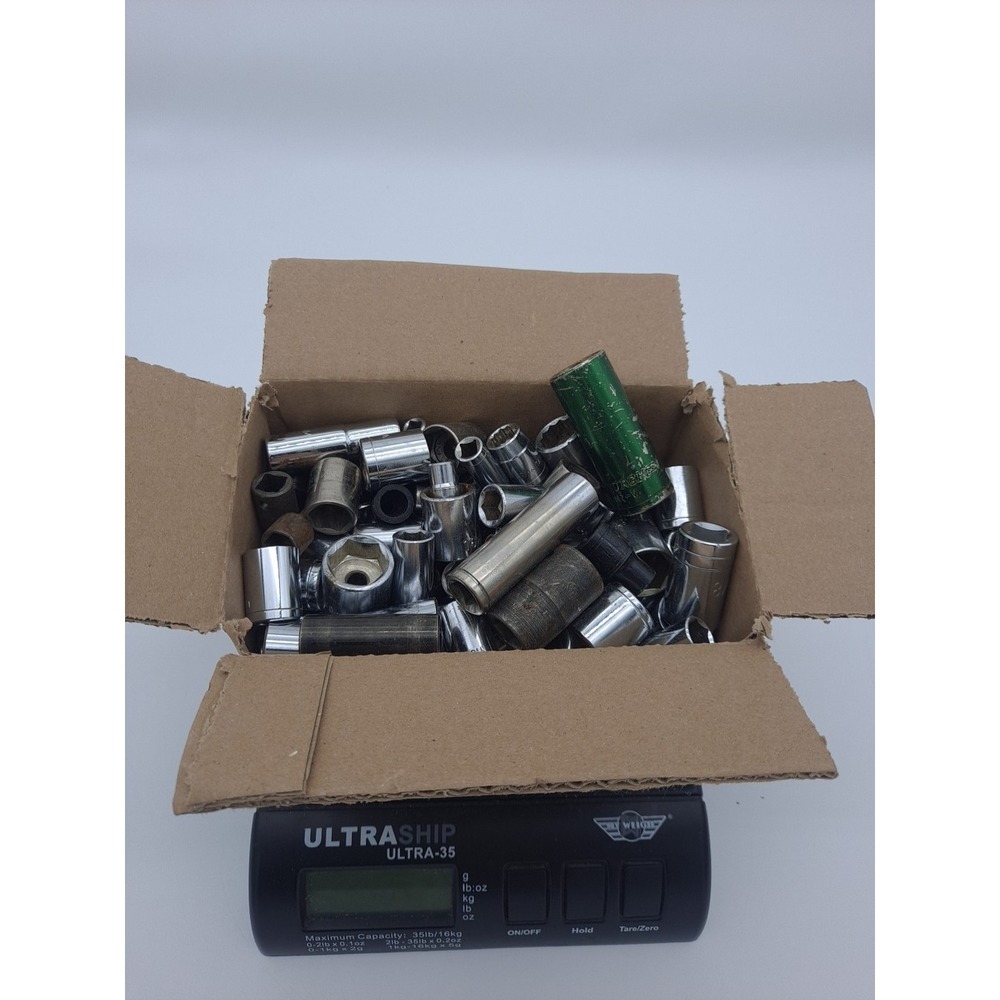 Box Lot Of 12lbs Retchet Miscellaneous Sockets Unsorted Standard Metric SAE